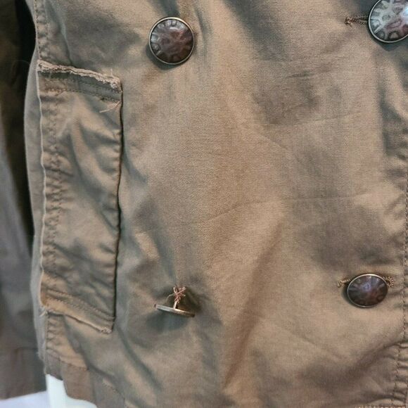 American Rag Olive Green Military Utility Jacket Sm Button Front Epaulette Crop - Picture 2 of 10